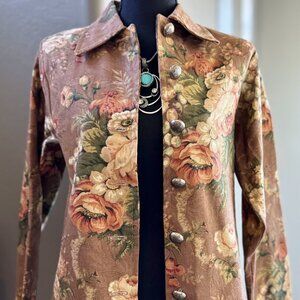 New Vintage Every Stitch Counts womens tapestry blazer jacket Size XS S shirt